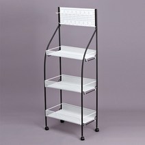리우씨앤씨 편의점 진열대 과자 바퀴 달린 매대 수납대 이동식 철제 선반, 미색 G3 45 x 26 x 119 cm개