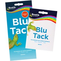 [블루택] 블루 90g + 화이트 blutack 무독성 접착제 재사용 점착제 찰흙대용 블루텍 점토 놀이 소품고정 풀 테이프 대용, (블루90g + 화이트), 1세트