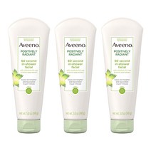 Aveeno Positively Radiant 60초 인샤워 페이셜 클렌저 수분이 풍부한 콩이 함유된 브라이트닝 마스크 레몬 필 추출물 글리콜산 및 카올린 클레이 141.7