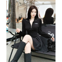 인생템 슬림 바디 블랙 플레어 원피스