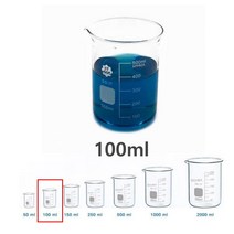 과학실험도구 가열용 유리비이커 100ml 눈금표시 증류용 수경식물 교구 계량컵