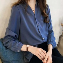러블리 가을룩 코디 셔츠 자켓 이너 브이넥 블라우스 - 2023968EA