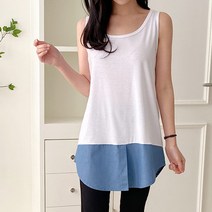 [쏭스타일] 센스데님레이어드롱나시