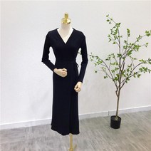 봄 가을 여성 원피스 매듭 밑트임 골지 여름 하객룩 결혼식 키작녀 피로연 아나운서 하객 웨딩촬영