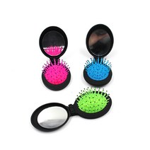 거울빗 세트 휴대용 타원형 컬러 뚜껑 헤어 브러쉬