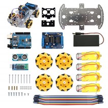 코딩로봇 아두이노 프로젝트 용 스마트 로봇 자동차 키트 메카넘 휠 업그레이드 Uno R3 DIY 부품 전자 +, 02 Metal Robot Kit