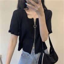 핑크 여름용 예쁜 린넨 크롭 가디건 7부 골지 루즈핏 여상반팔자켓 나그랑 근무복