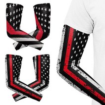 HJK론E 깃발 쿨링 암 슬리브 커버 자외선 차단 팔 남성용 여성용 러닝 골프 사이클링 2쌍 블랙 파워 팬-아프리카 국기, Thin Red Line Usa Flag