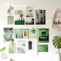 WEHAVE 인테리어 그림엽서 포토 사진 도시 일러스트 캘리그라피 영화 고흐 마티스 모네 피카소 명화 소품 세트, 컬러테마엽서-그린, 1세트