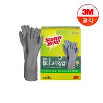 황토숯 그레이 고무장갑 3입 소, 없음