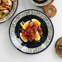 오반자이 히카리 접시 일본 그릇 식기, 히카리 접시 24cm[네이비]