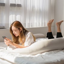 국내산 쫀득 뚱뚱 마약 바디필로우 U자 L자 안고자는 워셔블 쿠션 꿀잠 베개 임신 임산부 선물, 쫀득 마약 바디필로우 U자형, 아이보리