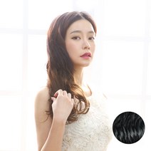 55cm 웨이브 인모 똑딱이 붙임머리피스 부분가발 12pcs, 01리얼블랙