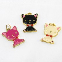 핌스토리 야옹이 펜던트 키링장식, 1개, 핑크