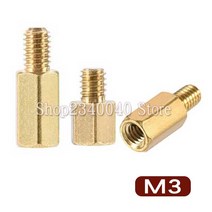 전산 볼트 너트 육각 스레드 M3 * L + 6mm 육각 황동 Standoff 스페이서 나사 기둥 PCB 컴퓨터 PC 마더 보, 01 M3_03 6mm  10pcs