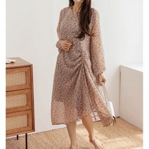 데일리 여성 원피스 드레스 스트링 주름 언발 쉬폰