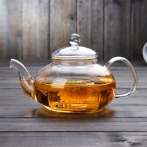 투명 유리 허브 차 티팟 400ml 거름망 뚜껑 포함