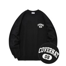 스트릿 커버낫 COVERNAT 스몰 아치 로고 맨투맨 블랙 편한 착용감