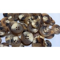 [소뿔하우스] 소뿔단추(물소뿔100%) 천연무늬 25mm (5개), 베이지무늬