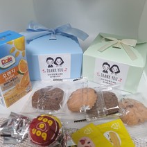 어린이집 유치원 답례품 생일 쿠키 음료 구성, 2번구성, 민트색리본상자, 1세트