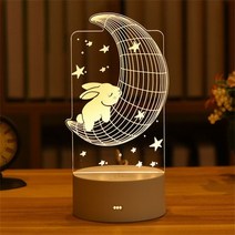 네온 사인 간판 바 침실 조명 3d 램프 아크릴 usb led 야간 램프 크리스마스 홈, 13 - 달 토끼