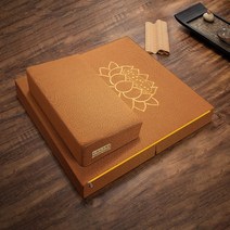 전통 꽃 절방석 명상 방석 명상 매트 이불 명상 명상 예배 부처님 앉아 명상 방석 야자, 라이트 브라운 - 자수, 8080 cm (상하패드 + 가방) + 큰 담요