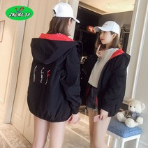 SHENGBO숏 후드 바람막이 봄 점퍼 가을 아우터 여성 루즈핏s003831