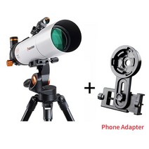 천체망원경 휴대용 초심자 학생 캠핑망원경Celestron-굴절 천체 망원경 HD 고배율 80/500mm 레드 스타 파, 02 With phone adapter