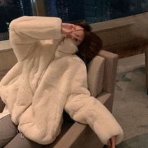 퍼자켓 페이크퍼 에코퍼 인조 밍크 코트Lucyever 여성 고품질의 인조 토끼 모피 코트 럭셔리 긴 소매 따뜻