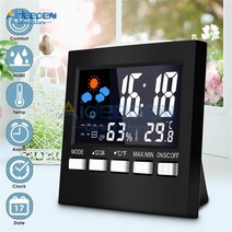 다기능 알람 시계 LCD 디지털 온도계 습도계 온도 습도 측정기 실내 기상 관측, [02] white, 1개