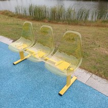 버스정류장 옥외 투명 카페 마당 체어 의자 대기실 정원 벤치, 3인승 투명 옐로우