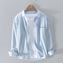 ANKRIC RC213-Men 자수 줄무늬 면 캐주얼 셔츠 남자 일본면 셔츠 남성와이셔츠
