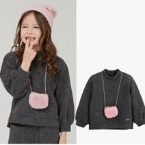 컬리수 SH01 목걸이골지기모티셔츠 챠콜그레이 C214TSG02P