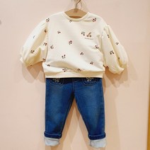 [밍크뮤]SC (CR)체리패턴볼륨맨투맨+플라워포켓데님팬츠 32A1533405 2022FW 가을 여아