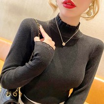 추동 스웨터 여성 반폴라 레이스 니트 Knitwear 6O798