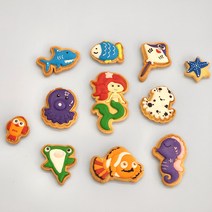 바다이야기 아이싱 쿠키 DIY키트 토이쿠키만들기 세트 오감발달 인어 물고기 바다 캐릭터