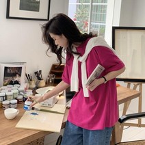 11컬러 라운드 면 티셔츠 면티 기본티 이너티 캐주얼 무지티 코디룩 박스티 파스텔 레이어드 데일리 루즈핏