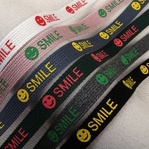 [Y-63-01]프린트리본 면스마일SMILE 10mm 1yd(90cm), 그린