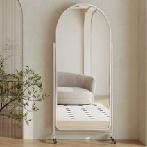 콩마당 이동식 전신거울 침실 피팅 거울 쇼룸, 고화질거울 160x60 곡면실버+스테인레스 스틸