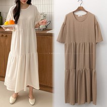 8385 (국내산) 캉캉 셔링 플레어 롱원피스 여성봄여름