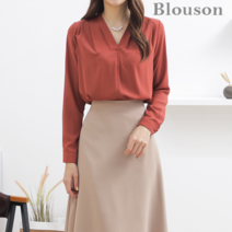 블루종세일 한정수량/패플단독 블루종 핀턱 주름 브이넥 블라우스_B2109BL278C