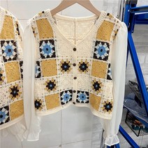 모티브 조끼 뷔스티에 뜨개 할머니 패턴 니트 가을 여성의 꽃 색상