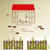 [바보사랑] idc179-꿈의정원 (창문 앤 울타리 셋트) 스티커, 색상선택:그레이+레드+올리브