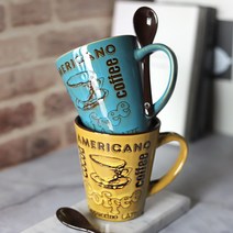 도자기 스푼 머그컵 2인세트 단풍 카푸치노 티스푼 컵세트, 카푸치노스푼머그2인