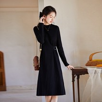 99사이즈원피스 77사이즈 88사이즈 겨울원피스 하객룩 겨울 슬림 블랙 니트 스웨터 스커트