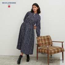 유니클로 코튼트윌볼륨슬리브롱원피스(긴팔) INES DE LA FRESSANGE
