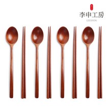 [이신공방] 국산 옻칠수저 4인세트 (케이스포함) / 고급옻칠 나무 수저세트, 옻칠수저 본 4세트