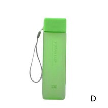 신기한물병 특이한 귀여운 사각형 차 우유 과일 물 컵 480ml 투명 병 스타일 스포츠 로프 내열 음료 Kor, D