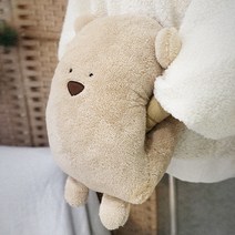 맙소샵 따뜻한 곰돌이 핸드워머 쿠션 + 담요 세트, 베이지