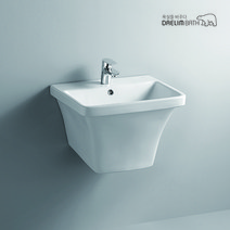 CL-358/대림바스/원홀세면기/세면대/일체형세면기/대림세면대/평면붙임세면기/CL358, 수동, S자트랩 (바닥배수), 선택안함